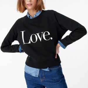 J.CREW University Terry Cotton Love sweatshirt Black White XS